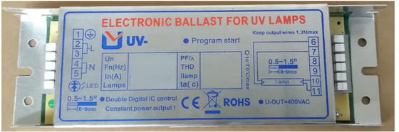 H forma el lastre electrónico de la lámpara germicida para las lámparas ULTRAVIOLETA 150W