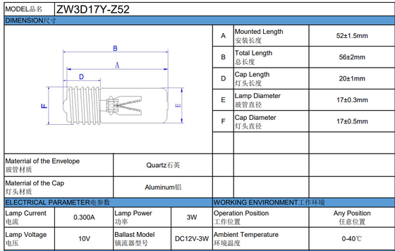 Balasto UV 12 V CC Balasto electrónico de 3 W UV pequeña potencia que mata bacterias