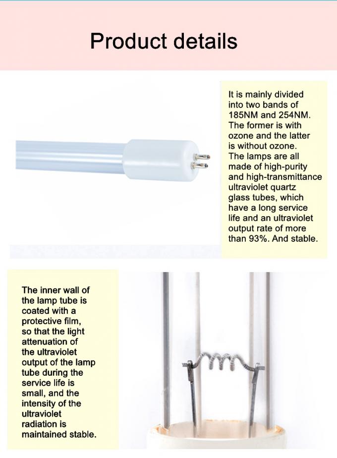 tubo de esterilización llevado ultravioleta ultravioleta T5 10W 15W 20W 30W 40W 4 del bulbo de la desinfección de las luces de la lámpara del tubo recto doble ultravioleta del lado